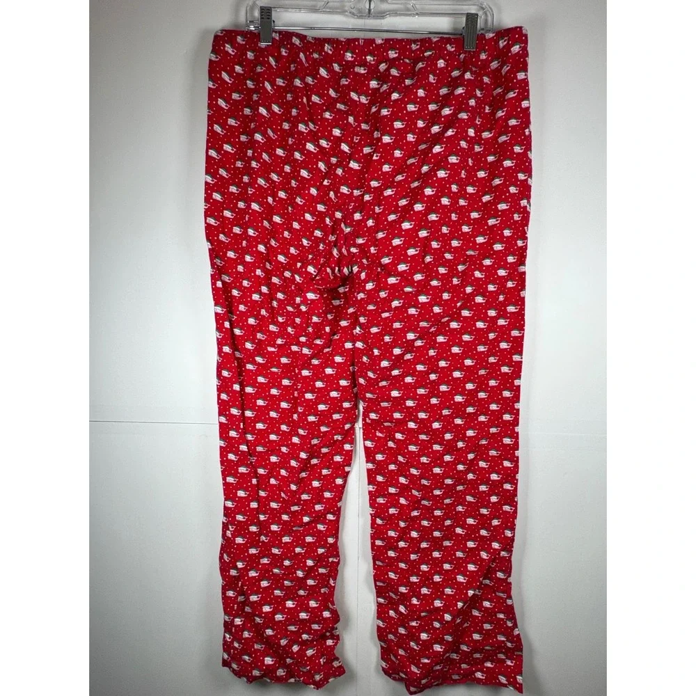 Vineyard Vines Women's Whale Santa Christmas Flannel Red Pajama Pants‎ Sz Med